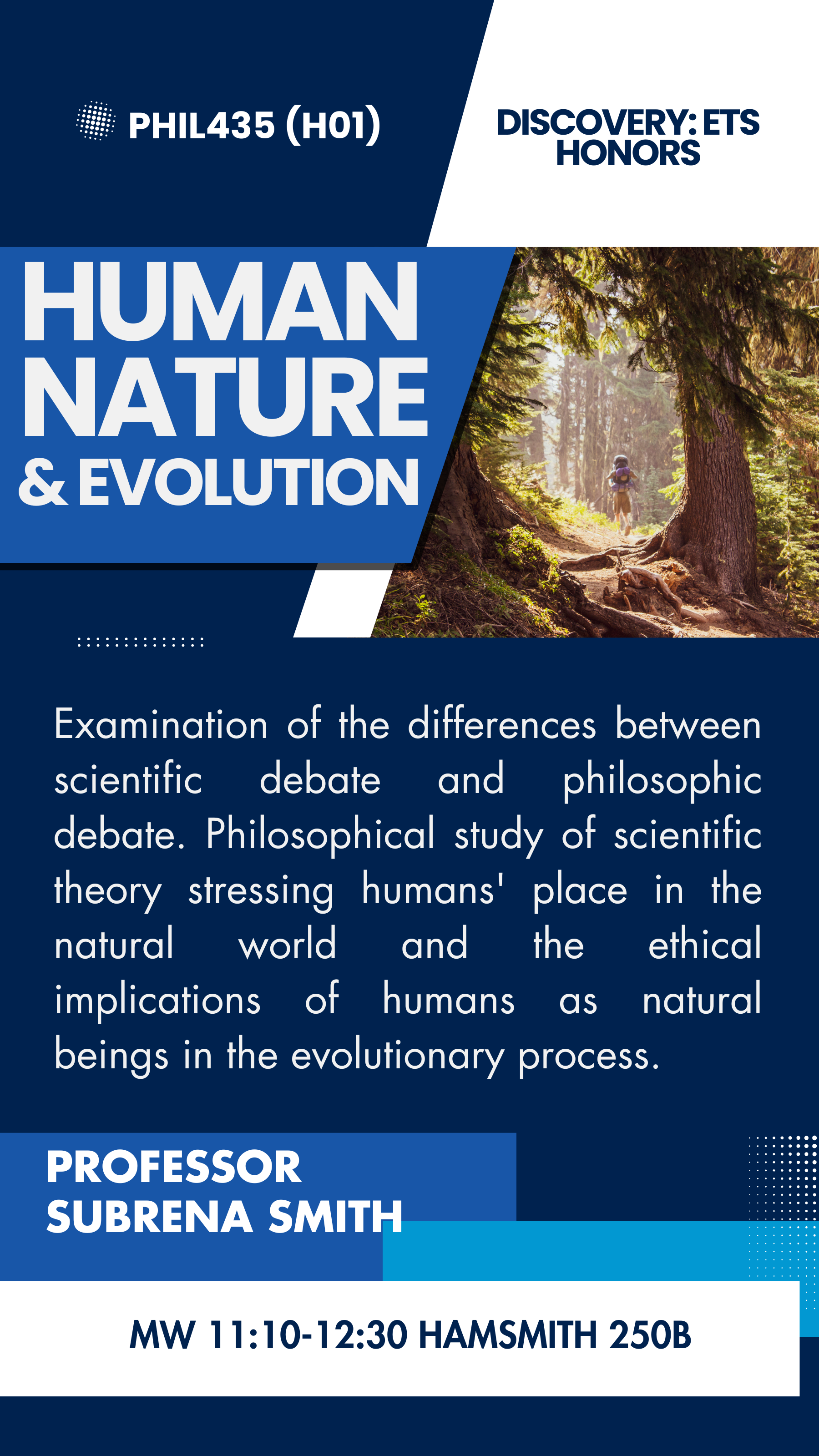 PHIL 435 (H01) Human Nature and Evolution Course Search